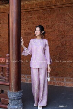 Áo bà ba lụa tằm tím