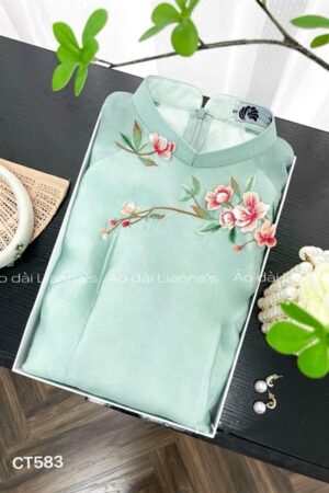 ao dai cách tan xanh nhạt hoa thêu kiotviet b3cdb9b1400a8eaad6ce41f696f67931