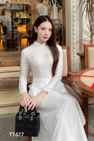 Ao dai trắng truyền thống kết pearl kiotviet c1618a578b3af34bea199eda711481b7