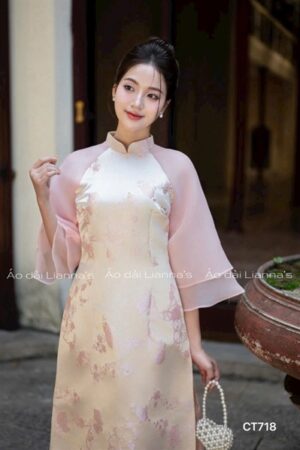Áo dài cách Tân Hồng tay voan kiotviet c1dae0ac12a235cc4cd56730ce67de55