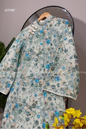 Áo dài kim sa hoa nhí xanh kiotviet d0e70d93bee0edcde7865e0493e7dd45