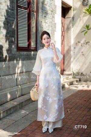 Áo dài cách Tân ánh kem tay voan kiotviet d83f766aa95364a4a380dd3631818f1d