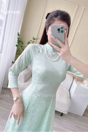 Áo dài truyen thống xanh mint hoa nhí kiotviet efec18b05dd4f685032894939874bd2a