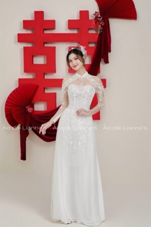 Áo dài trắng thiết kế cao cấp