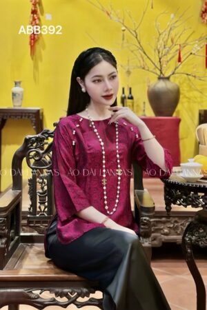 Set bà ba cao cấp lụa hà đông tím mận