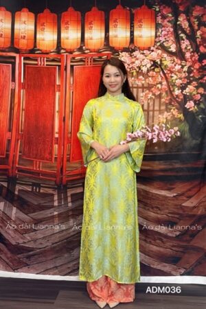 Ao dai gấm thọ xanh cốm quan gấm cam kiotviet f876806befd58fecf4b4a8923ce23016