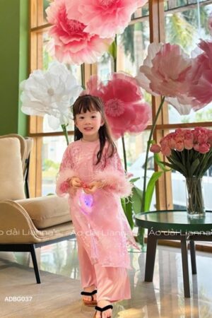 áo dài bé gái Hồng cổ tròn tay long vũ kiotviet f87e120e26e8f3a286724ec3c9304e50