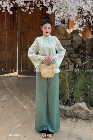 Áo bà ba tơ hoa xanh cốm kiotviet 21dc8400bb3035964256ebe127e08d54