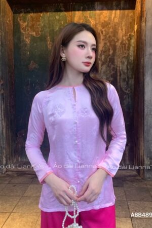 Áo bà ba nha xá Hồng hoa quan sen