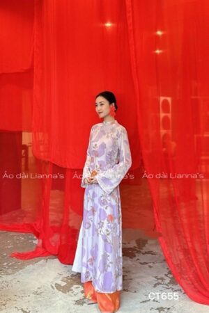 Áo dài suong tím phối hoa tiet nhung kiotviet 86b8e2d6a86fc6ef3805bb888cc987ad