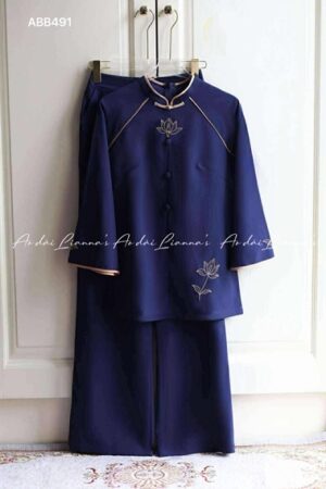 Set pháp phục thêu sen cổ tàu