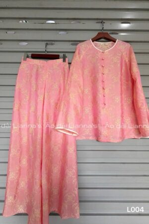 Bà ba tơ tằm hà đông chữ thọ màu peach