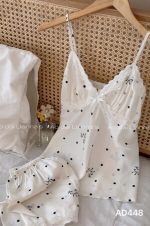 Set lua 2 day trắng nơ