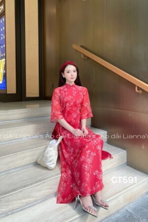 Ao dai cách tan đỏ hoa viên trắng kiotviet 9dd1b47f1f27ddb80123d90b021feffa