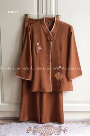 set pháp phục nâu thêu sen