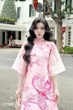 Áo dài cách tan Hồng họa tiết cá chép kiotviet bf4e4789be31907abccfb89c8dd7ea59