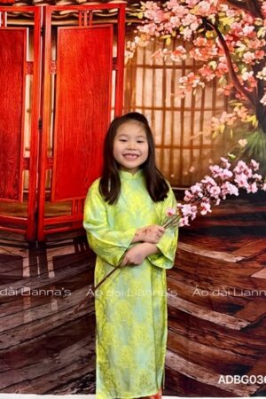 Áo dài bé gái gam thọ gia đình mau xanh cốm kiotviet c2ac4009ef90171309d40de24760fc9b