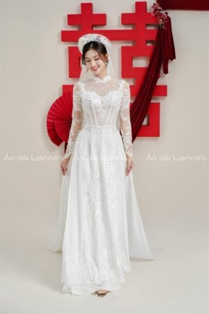 Áo dài trắng thiết kế cao cấp