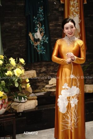 Áo dài mẹ cao cấp thêu kết tong gold