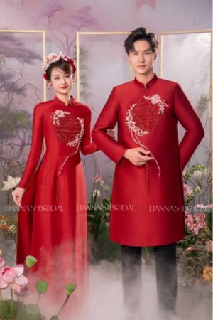 Áo dài cưới đỏ kết hỷ
