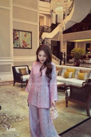 Ao bà ba tơ tằm nha xá lá công tím