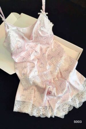 Set Lụa 2 dây hello kitty hồng