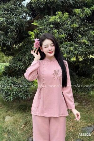 Set pháp phục Hồng nút Ngọc trai