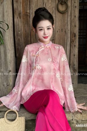 Áo bà ba tơ hoa hồng