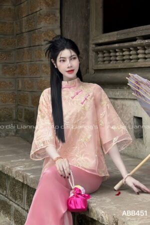 Áo bà ba ren thêu mau Hồng