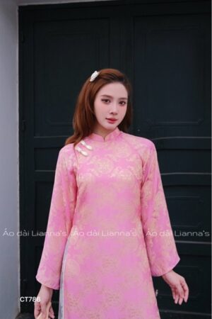 Áo dài gấm thọ suông hồng kiotviet 2cb80e3db874c1308e309478dc2cf3e2