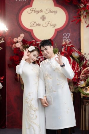 Áo dài cưới thêu kế cao cấp rồng Phượng