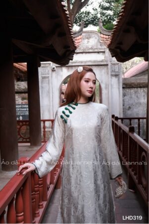 Áo dài tơ tằm hà đông tong ghi