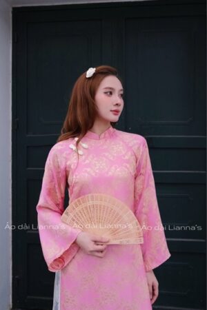Áo dài gấm thọ suông hồng kiotviet 3291fda920120af592257e6e9d224259