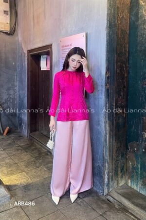 Áo bà ba hà đông Hồng sen