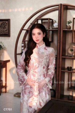 Áo dai kim sa cao cấp hồng