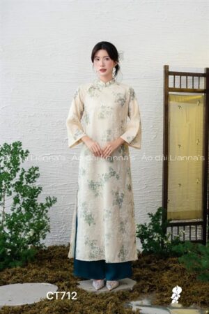 Áo dài cách tan suông tong kem theu hoa tiet xanh Ngọc kiotviet 5c34739b8752f579a550515ac44bb7fe