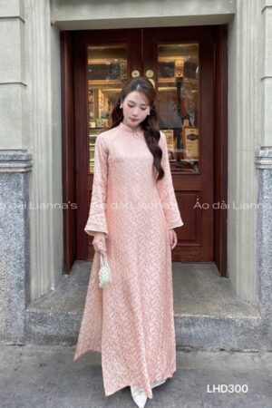 áo dài lụa hà đông lá Hồng da