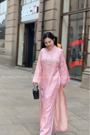 Áo dài suông tằm ánh kim màu hồng phấn kiotviet 6836b37395aec955ac11eadf21b21c1b