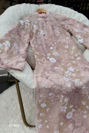 Trang chủ Áo dài kim sa hoa lá hồng