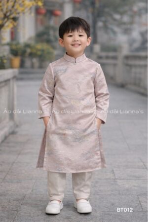Trang chủ Áo dài bé trai Hồng paste họa tiết sông núi
