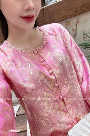 Áo bà ba tơ tằm chữ thọ hồng