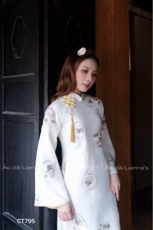 Áo dài sen ngư viền vàng gold kiotviet 89b268a5ab15e4da475feef263459de4