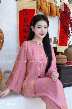 Áo bà ba tằm ánh chữ thọ hồng đỗ