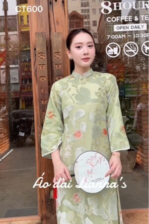 Áo dài cách tan suong xanh cốm họa tiet nhung kiotviet 94cb548fa85167119b5b4c210493b155