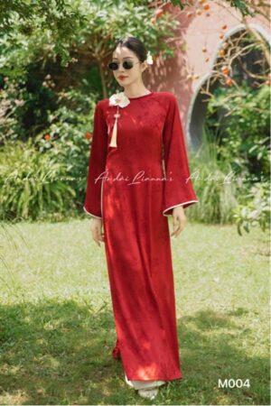 Áo dài Mẹ set gia đình đỏ An Khang