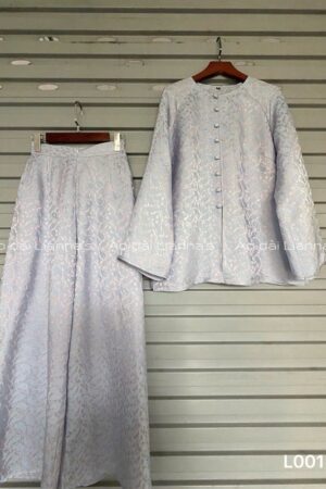 Set bà ba lụa tơ tằm ánh tím nhẹ đuôi công