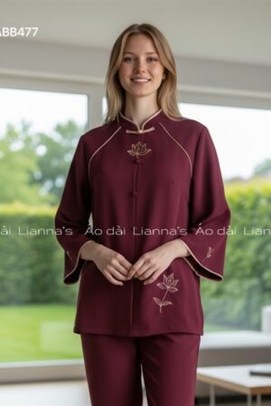 Set pháp phục theu sen tím Cẩm