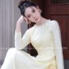 Áo dài tơ tằm hà đông truyền thống tong vàng kiotviet b91067b02716207ba96cbdc78582ea05