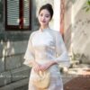 Áo dài cách Tân ánh kem tay voan kiotviet c85fe7a5909414ede7dcd2b486283de9