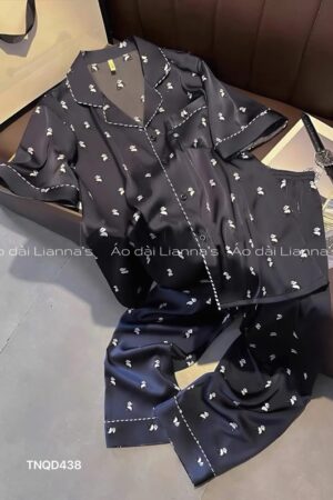 Set 3 món tay ngắn quần dài gấu trúc đen